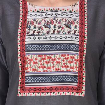 Grey color Straight Digital Print Kurta Palazzo Set 5