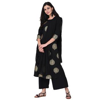 Black color Flared Foil Kurta 1