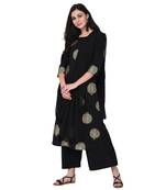 Black color Flared Foil Kurta Palazzo Set