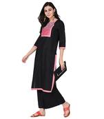 Black color Straight Digital Print Kurta