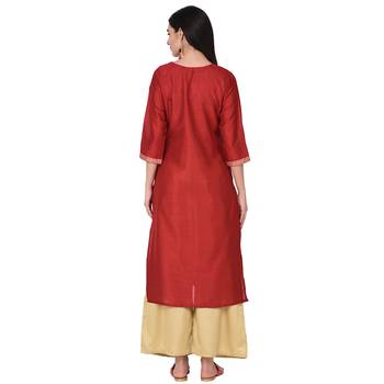 Red color Straight Digital Print Kurta Palazzo Set 3