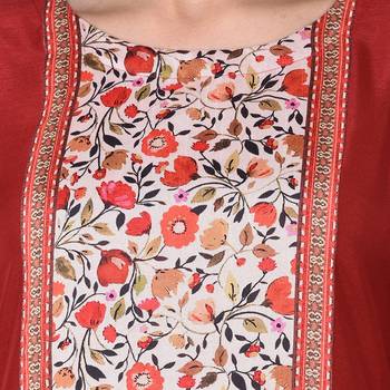 Red color Straight Digital Print Kurta Palazzo Set 5