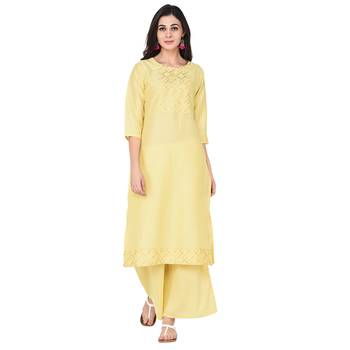 Yellow color Straight Foil Kurta 2