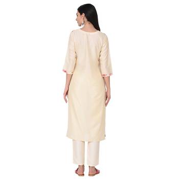 Cream color Straight Digital Print Kurta 3