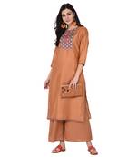 Brown color Straight Digital Print Kurta