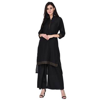 Black color Straight Foil Kurta Palazzo Set 2