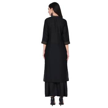 Black color Straight Foil Kurta Palazzo Set 3