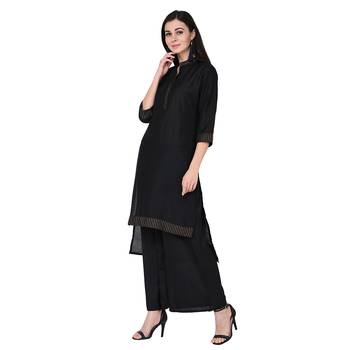 Black color Straight Foil Kurta Palazzo Set 4