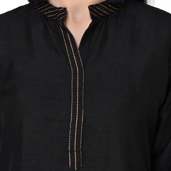 Black color Straight Foil Kurta Palazzo Set 5