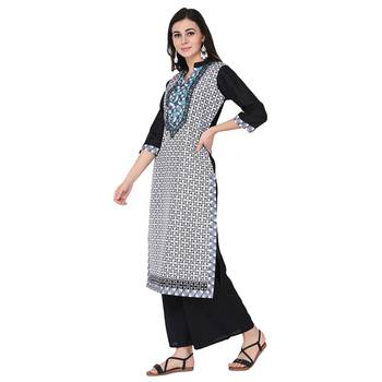 Black color Straight Digital Print Kurta 4