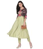 Light Green color Flared Digital Print Kurta