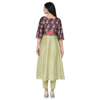 Light Green color Flared Digital Print Kurta 3