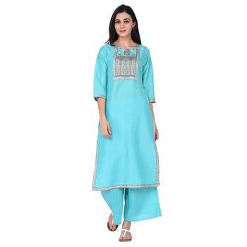 Summer Blue color Straight Digital Print Kurta 2