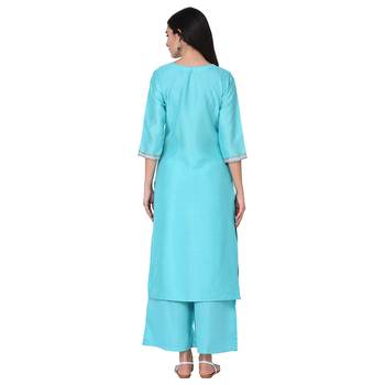 Summer Blue color Straight Digital Print Kurta 3