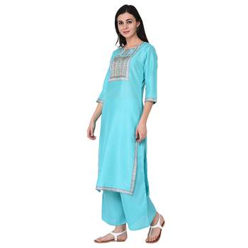 Summer Blue color Straight Digital Print Kurta 4