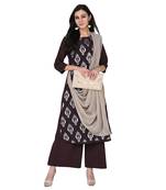 Coffee color Flared Foil Kurta Palazzo Set
