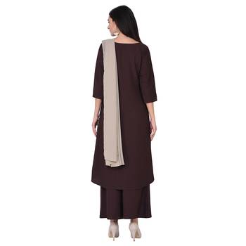 Coffee color Flared Foil Kurta Palazzo Set 3