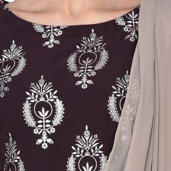 Coffee color Flared Foil Kurta Palazzo Set 5