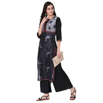 Black color Straight Digital Print Kurta 1