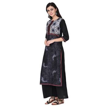 Black color Straight Digital Print Kurta 4