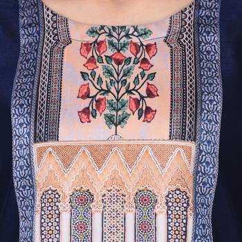 Navy Blue color Straight Digital Print Kurta Palazzo Set 5