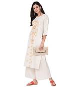 White color Straight Foil Kurta Palazzo Set