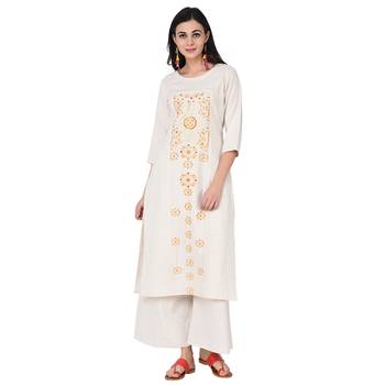 White color Straight Foil Kurta Palazzo Set 2