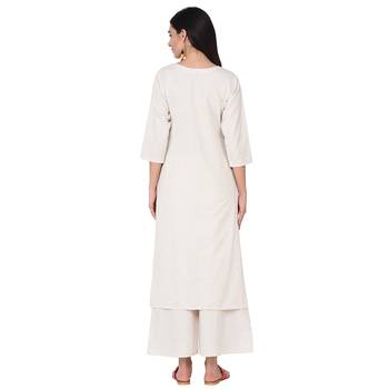 White color Straight Foil Kurta Palazzo Set 3