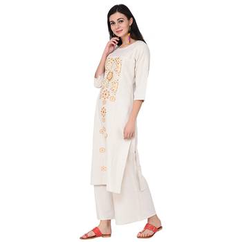 White color Straight Foil Kurta Palazzo Set 4