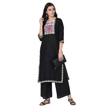 Black color Straight Digital Print Kurta 1