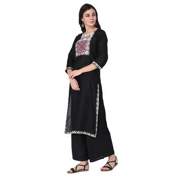 Black color Straight Digital Print Kurta 4