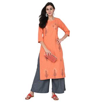 Orange color Straight Foil Kurta 1