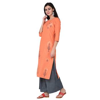 Orange color Straight Foil Kurta 4