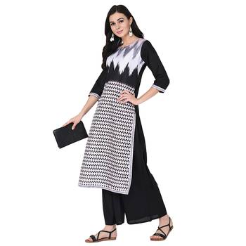 Black color Straight Digital Print Kurta 1