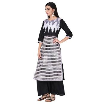 Black color Straight Digital Print Kurta 4
