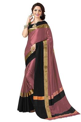 Pink Woven Cotton Silk Saree With Blouse 1
