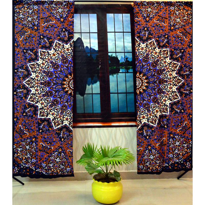 Indian psychedelic mandala curtains tapestry drapes window treatment