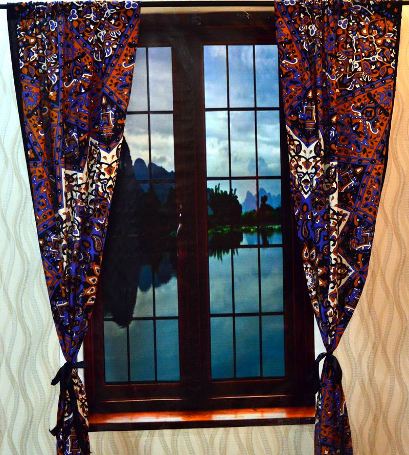 Indian psychedelic mandala curtains tapestry drapes window treatment