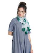 White Jute Digital Printed Woollen-Lace Scarf