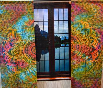Ethnic mandala design indian boho style centre pattern art curtain 2 panels set 4
