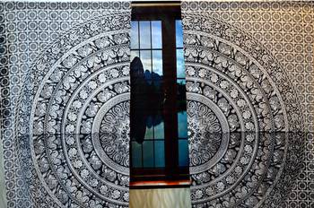 Indian cutain peacock mandala cotton hippie tapestry door decor window curtains 4