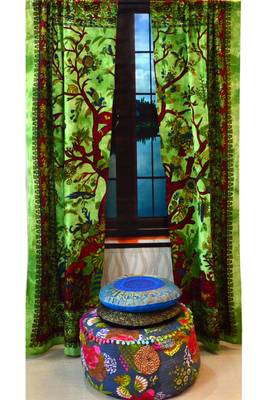Indian tree of life curtain cotton tapestry door curtain window bohemian valance 1