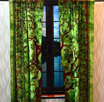 Indian tree of life curtain cotton tapestry door curtain window bohemian valance 4