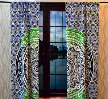 Indian ombre mandala voile door window curtain drape panel sheer scarf valances 3