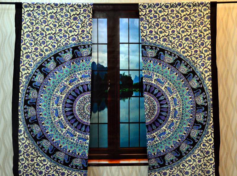 Mandala medallion curtain tribal hippie bedroom throw decor traditional