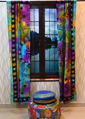 Indian burning sun mandala curtains tapestry drapes window treatment bohemian 2