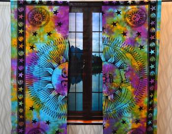 Indian burning sun mandala curtains tapestry drapes window treatment bohemian 3