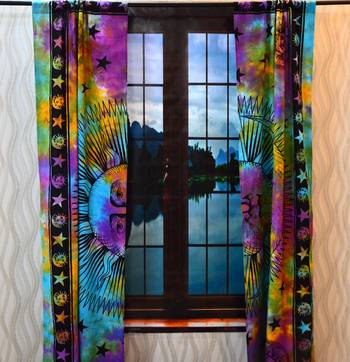 Indian burning sun mandala curtains tapestry drapes window treatment bohemian 4