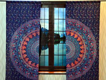 Mandala curtain hippie tulle sheer voile door window drape indian throw valances 3