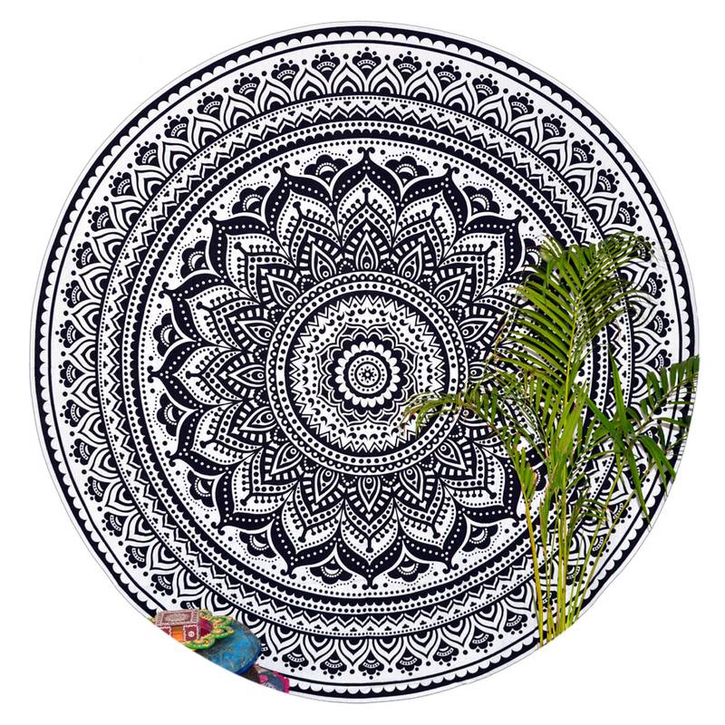 Black & White Mandala Round Ombre Tapestry Hippy Gypsy Cotton Table Covers Hippie Boho Yoga Mat Bohemian Spread Cover